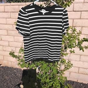 Anne Klein Black and White Striped Top